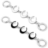 2Pcs Purse Extender Chain Silver Bag Extender Chain Moon Purse Strap Extender Black White Purse Strap Replacement Crossbody Purse Accessories for Women Bag Charms for Handbags Tote Bags Purse Making